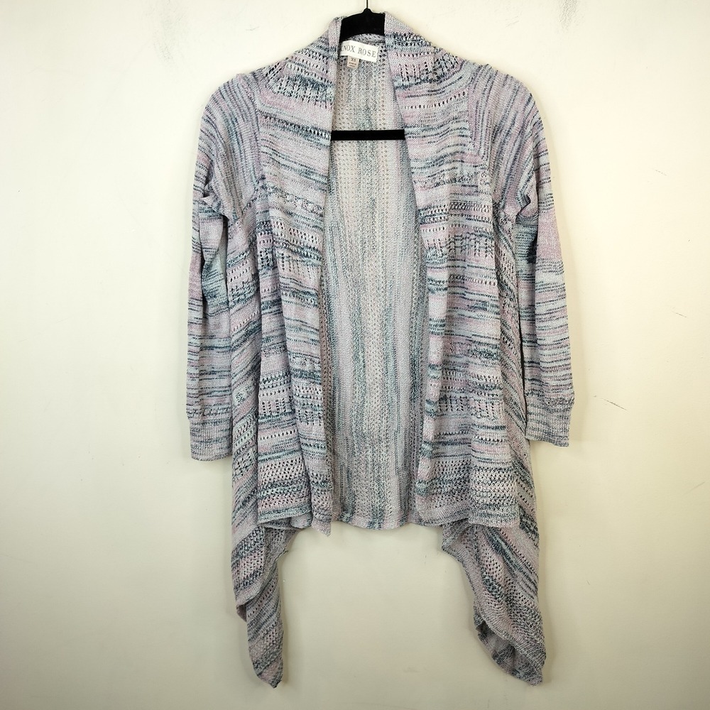 Knox Rose Cardigan XS Open Front Draped Space Dye Pink Blue